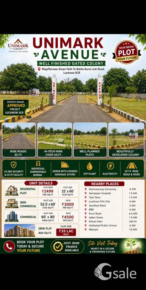 Ready To Move plot in Jila panchayat Approved township Near kishan path dewa Road Lucknow SCR