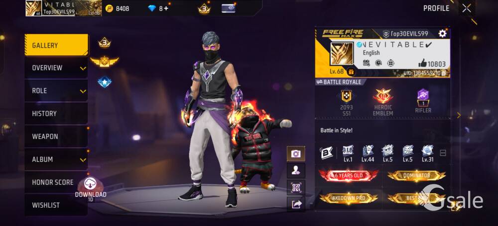 68 Level Free Fire Id Sell