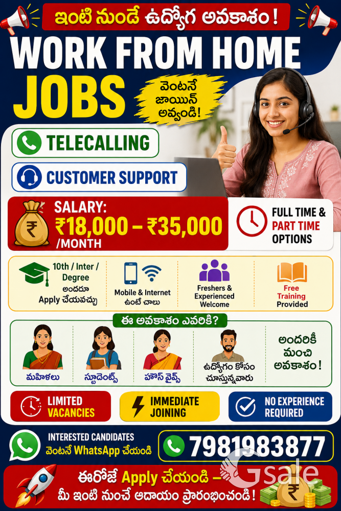 🏠 Work From Home Telecalling Jobs | Freshers Welcome