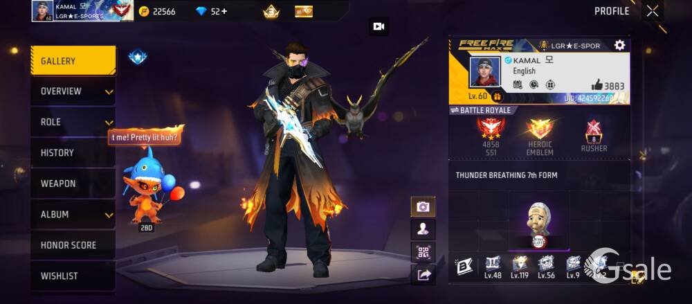 I want to sell my Free fire id