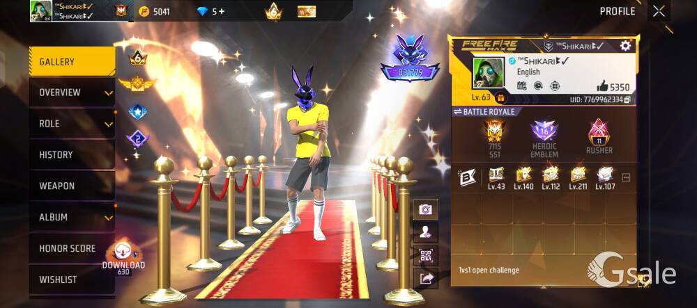 free fire id sell only 5000 rupee