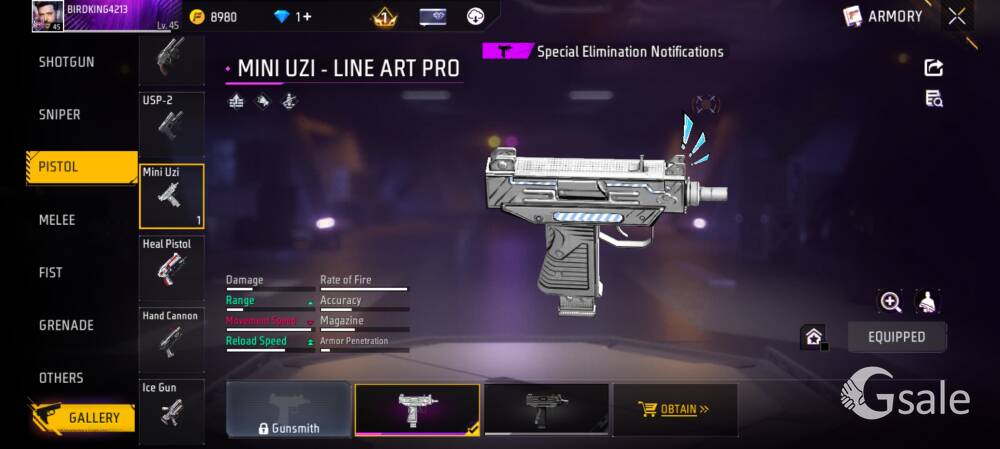 Level 45 Free Fire MAX personal account available for daily rent. Perfect for players who want a bal