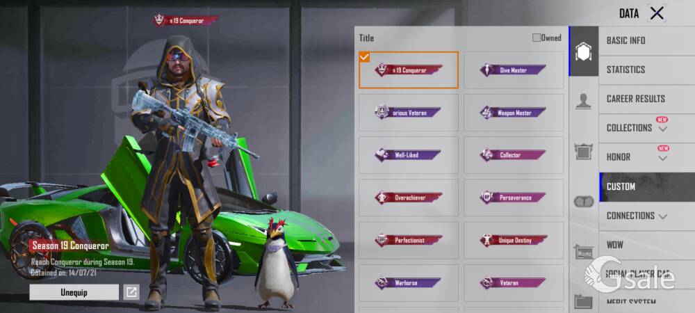 bgmi old conq+glacier combo+Lambo