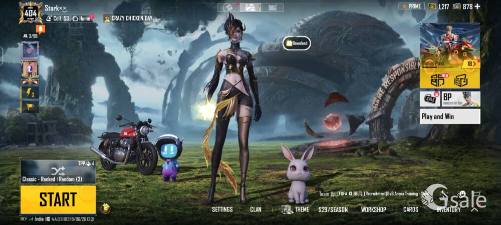 BGMI Season 2 account Level 80 one level 2 x- sut 32 myth outfit 100 legendry outfit plus 2000uc
