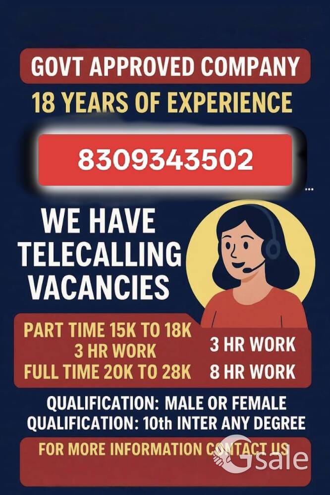 urgent hiring from tellecalling and data entry 