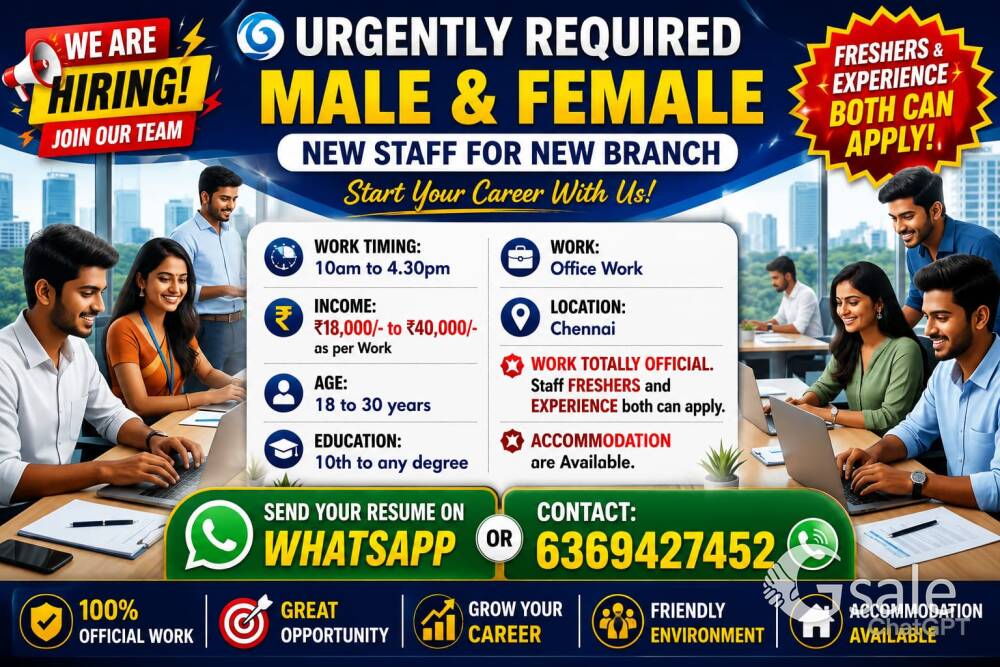 WE NEED FRESHER CANDIDATES IN NEW OFFICE 