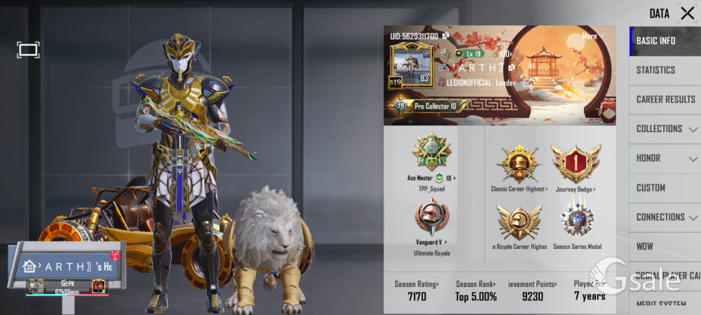 BGMI collection level 70 id 