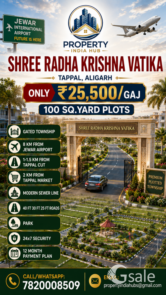 Premium Gated Plots in Shree Radha Krishna Vatika, Tappal - 8 KM from Jewar Airport