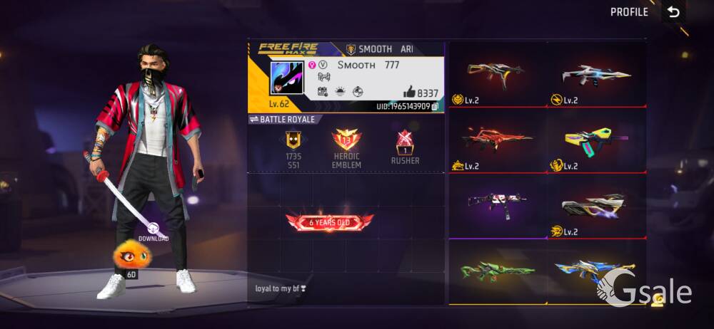 Free Fire 6 years Old Account On Sale 76 % off biggest offer 