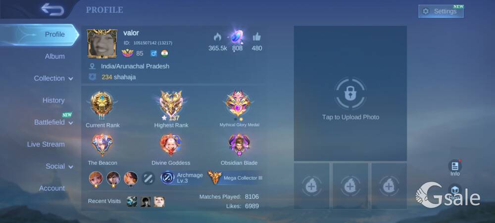 Mobile legend acount 