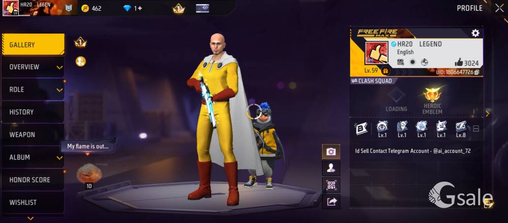 🔥 FREE FIRE ID FOR SALE 🔥 | 6 Years Old | Prime Level 4