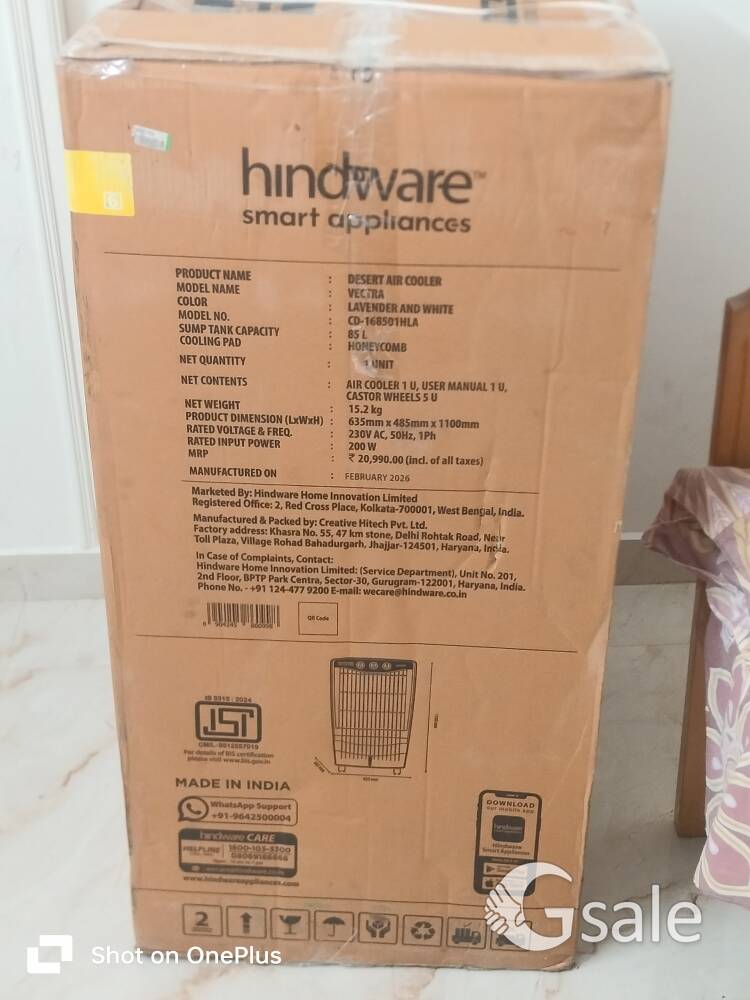 Unused new Hindware 85L desert air cooler