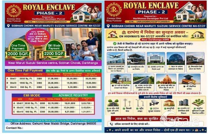 दरभंगा में शोभन चौक के नजदीक , बेहतर सुविधा के साथ प्लॉट उपलब्ध।