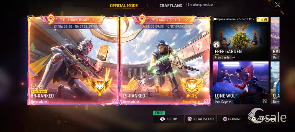 free fire sell in I'd