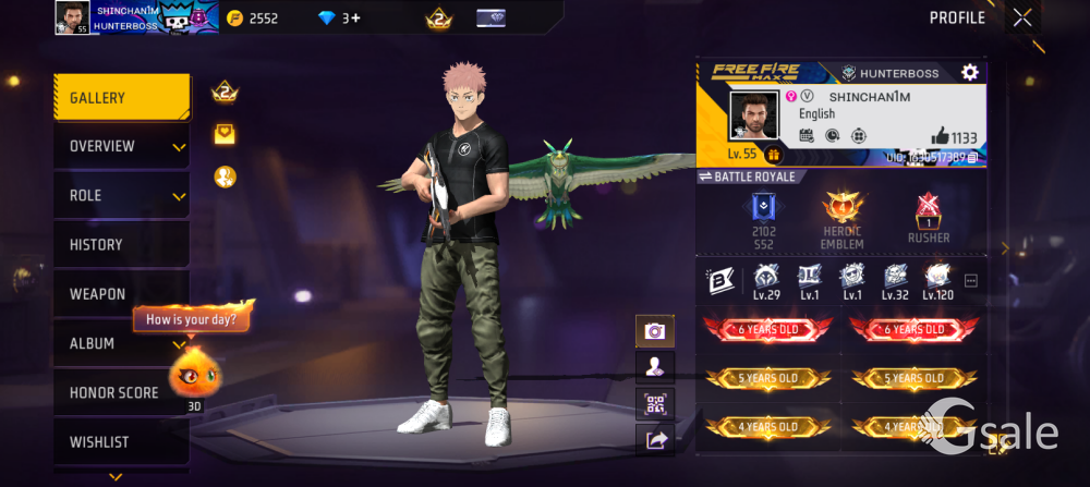 I have a free fire account it sell it 
