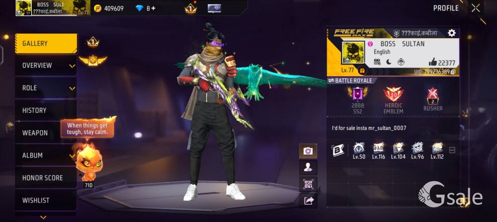 Free fire I'd sale