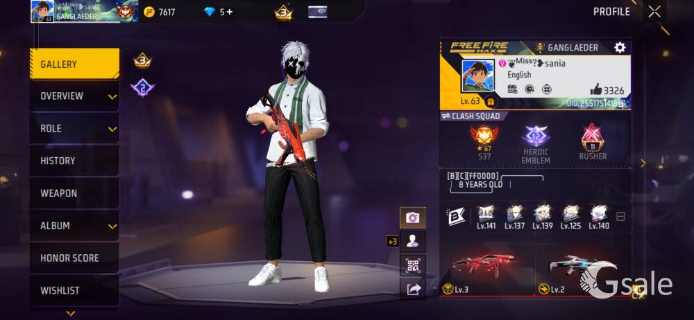 Free Fire ID - 64 Level | Prime 3 | Google Bind