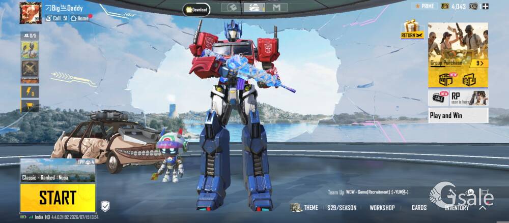 bgmi account with x suit 
