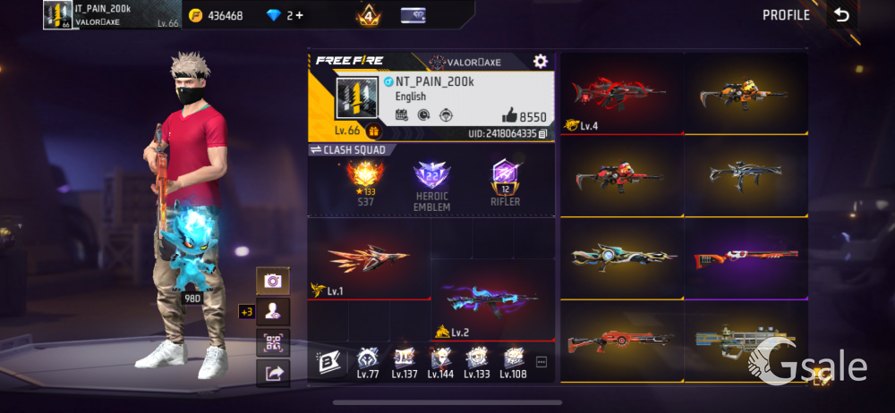 Free Fire Lv66 | 334 Gun Skins | 41 Mythic | 5 Evo Guns | 38 Emotes | McLaren | Heroic CS | 98 Fashi