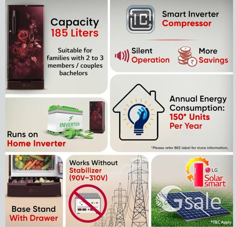 LG 185 L, 4 Star, Direct-Cool, Smart Inverter Compressor, Single Door Refrigerator
