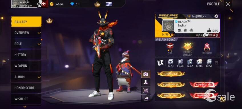Free Fire MAX Premium Account | Black Bunny Bundle | Evo Thompson Lv.3 | Original Owner | Loaded ID