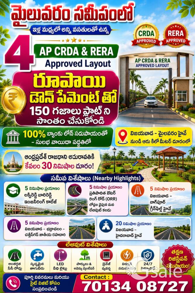 100% Bank Loan Plots - Vijayawada, Mylavaram, Ibrahimpatnam