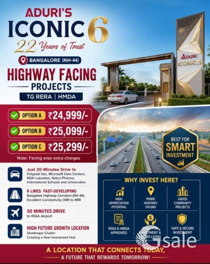 Plots For Sale in Shadnagar, Aduri group Iconic 6 