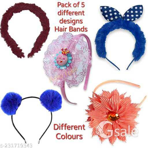 BELLO TOKO Pack of 5 different designs multiple colours hair bands for girls
