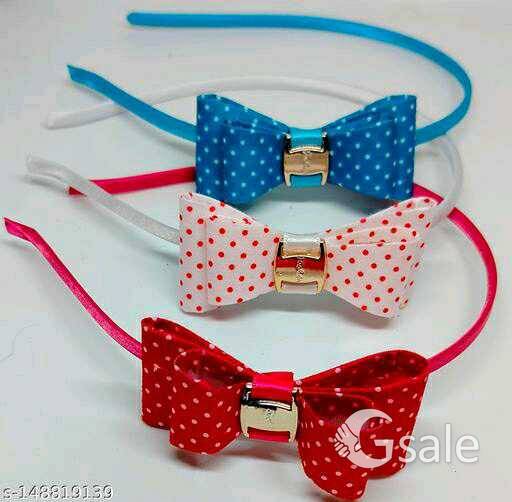  Bows Attached to Plastic Hairband Headband for Baby Girl/Girls/Women. Pack of 6 piece.