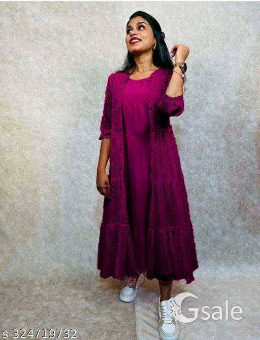 Beautiful Heavy Georgette Woven Design New Jacket Kurta