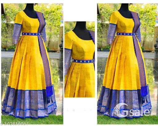 Hot selling Jacquard fabric floor touch Gown with Belt and Dupatta 