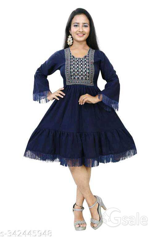 NEW TRENDY ONE PIECE DRESS FOR WOMEN (Navy Blue)